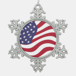 AMERICAN FLAG TIN SNEEUWVLOK ORNAMENT