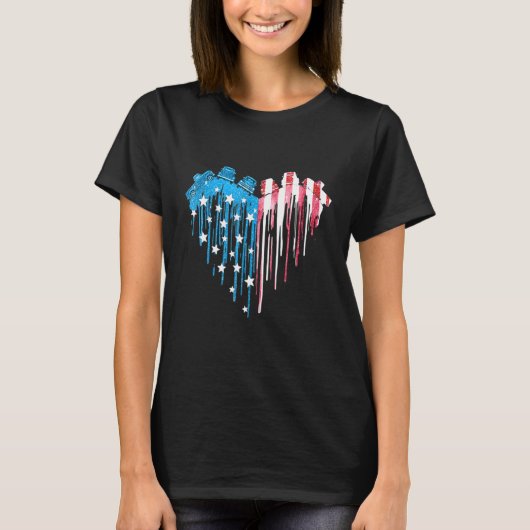 American Flag Truck Heart 4 van juli T-shirt (Voorkant)