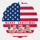 American Flag USA Joyeux Noël Ornement Card (Verso)