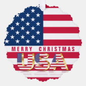 American Flag USA Joyeux Noël Ornement Card (Recto)