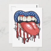 American Flag Vampire Lips T-Shirt Koffie Mok Briefkaart (Voorkant / Achterkant)