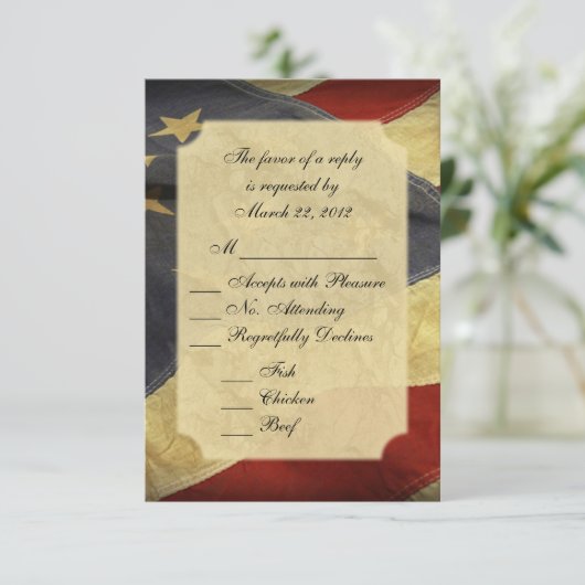 American Flag Wedding RSVP avec menu (Debout devant)