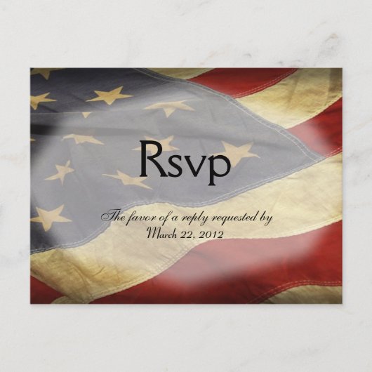 American Flag Wedding RSVP Dinner Choices Carte po (Devant)