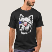 American Flag West Highland White Terrier Dog West T-shirt (Voorkant)