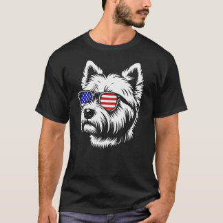 American Flag West Highland White Terrier Dog West T-shirt