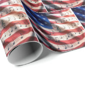 American Flag With Musical Notes Cadeaupapier (Rol Hoek)