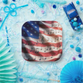 American Flag With Musical Notes Papieren Bordje (Feest)
