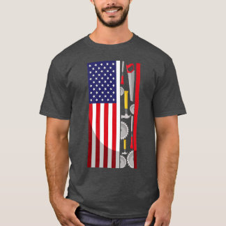 American Flag Woodworker Tools penter Patriottisch T-shirt