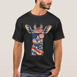 American Flag Zonnebril USA Patriottische Giraffe T-shirt