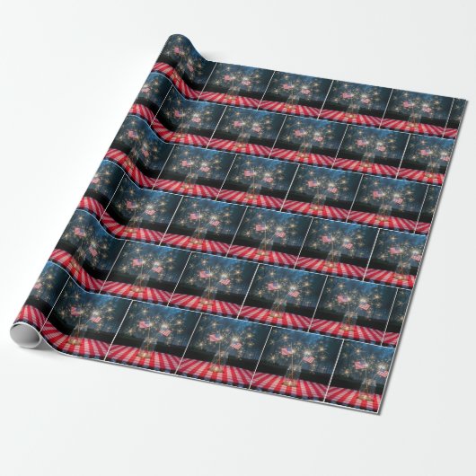 American Flags With Sparklers In a Mason Jar Cadeaupapier (Uitgerold)