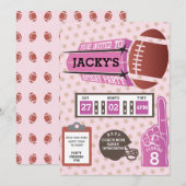 American Football Anniversaire Filles Invitation r (Devant / Derrière)