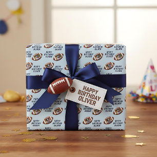 American Football Bal Happy Birthday Jongen Foto Cadeaupapier