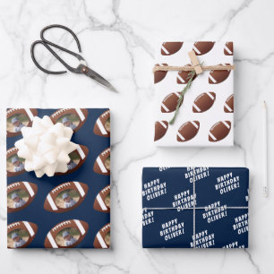 American Football Bal Happy Birthday Jongen Foto Inpakpapier Vel