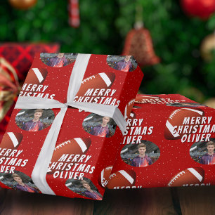 American Football Bal Kerstmis Foto Cadeaupapier