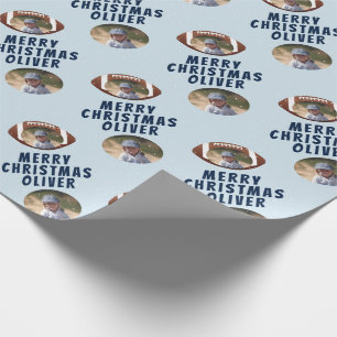 American Football Bal Kerstmis Jongen Foto Cadeaupapier