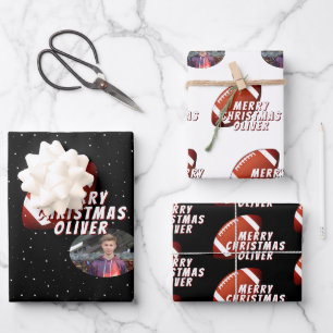 American Football Bal Kerstmis Tiener Foto Inpakpapier Vel