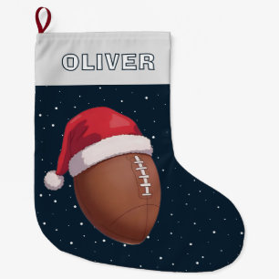 American Football Bal Rode Kerstman Hoed Naam Grote Kerstsok