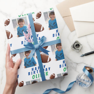 American Football Bal Sport Kinderen Verjaardag Fo Cadeaupapier