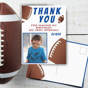 American Football Bal Verjaardag Foto Bedankt Briefkaart