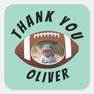 American Football Ball Birthday Foto Dank u Vierkante Sticker
