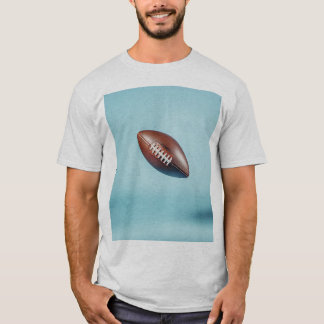 American football ball in the air with bright ligh t-shirt