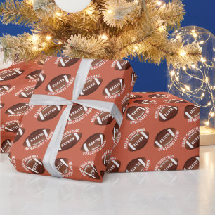 American Football Ballen Naam Prettig Kerstfeest Cadeaupapier