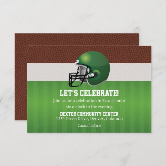 American Football Bar Mitzvah Ontvangst Kaartje Kaart (Voorkant / Achterkant)