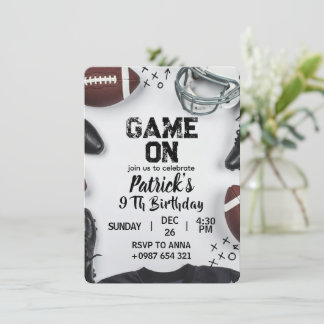 American football birthday invitation