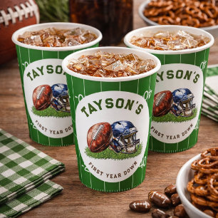 American Football Eerste Jaar Down 1e Verjaardag Papieren Bekers