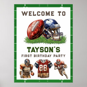 American Football Eerste Jaar Down 1e Verjaardag Poster