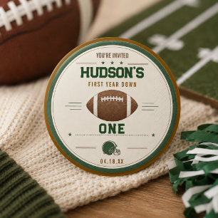 American Football Eerste Jaar Down 1e Verjaardag Ronde Button 3,2 Cm