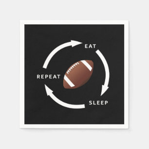 American Football Eet Slaap Herhaal Sport Fan Rol Servet