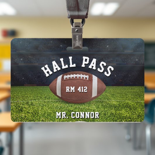American Football Gym Teacher Student Hall Pass Badge