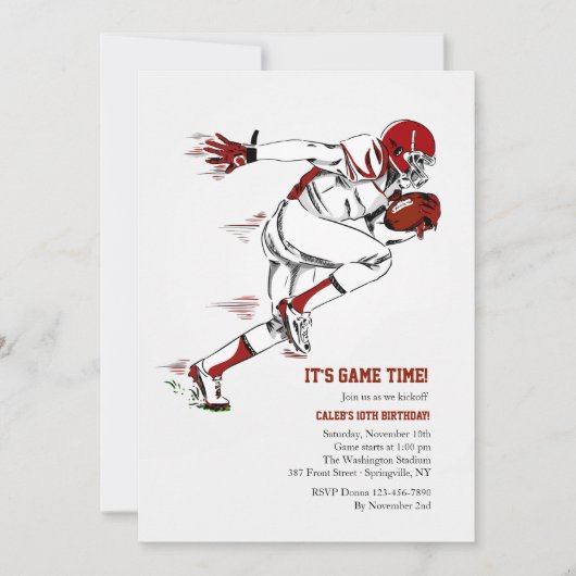 American Football Invitation Kaart (Voorkant)
