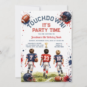 American Football Jongen Touchdown 5e Verjaardagsf Kaart