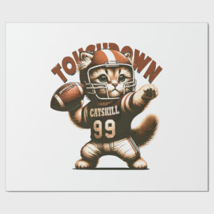 American Football Kat - Touchdown Purrfectie Cadeaupapier