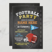American Football Party Blue Invitation anniversai (Devant / Derrière)