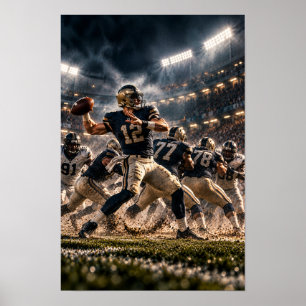American Football Quarterback – Stadion Actie Muur Poster