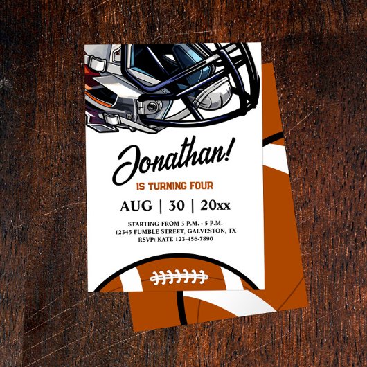 American Football Thème Anniversaire Invitation