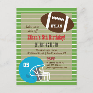 American Football Verjaardagsfeest Uitnodigingen
