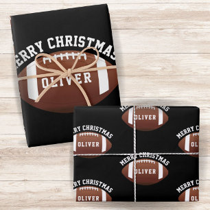 American Footballballen Naam Zwart Kerstmis Inpakpapier Vel