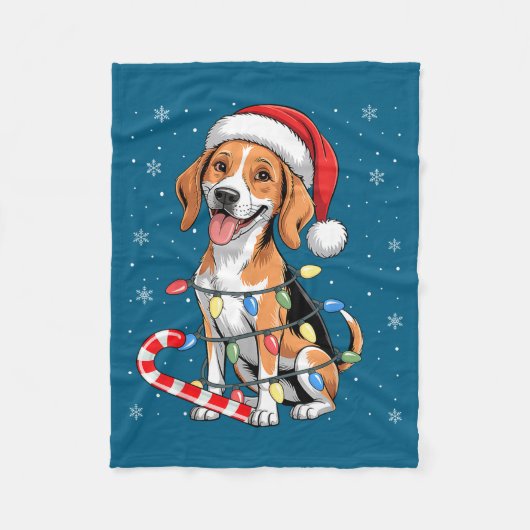 American Foxhound Dog Ugly Christmas Candy Cane Tr Fleece Deken (Voorkant)