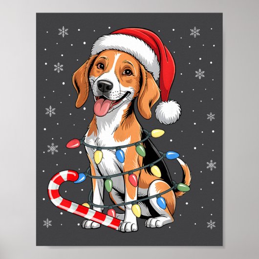 American Foxhound Dog Ugly Christmas Candy Cane Tr Poster (Voorkant)