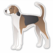 American Foxhound Hondenras Side Uitzicht Silhouet Sticker (Voorkant)