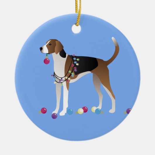 American Foxhound-kerstdesign Keramisch Ornament (Voorkant)