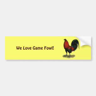 American Game BB Black Red Rooster Bumpersticker