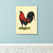 American Game BB Black Red Rooster Canvas Afdruk (Insitu (Houten vloer))