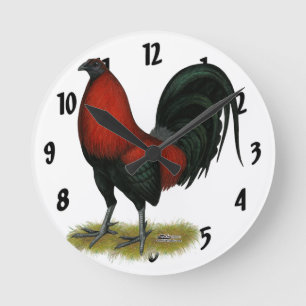 American Game BB Black Red Rooster Ronde Klok