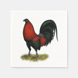 American Game BB Black Red Rooster Servetten