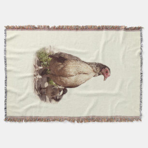 American Game Hen and Baby Chickens Deken